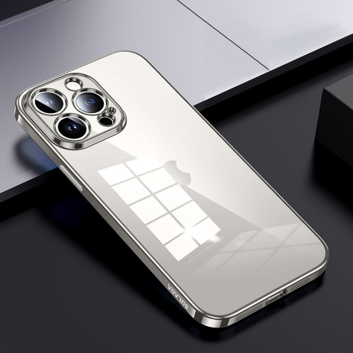

For iPhone 15 Pro SULADA Shine Through Series Plating TPU Transparent Phone Case(Titanium Grey)