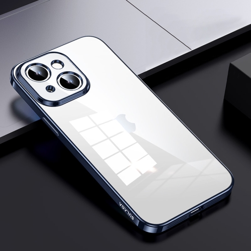 

For iPhone 15 Plus SULADA Shine Through Series Plating TPU Transparent Phone Case(Titanium Blue)