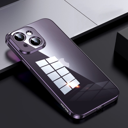 

For iPhone 15 SULADA Shine Through Series Plating TPU Transparent Phone Case(Dark Purple)
