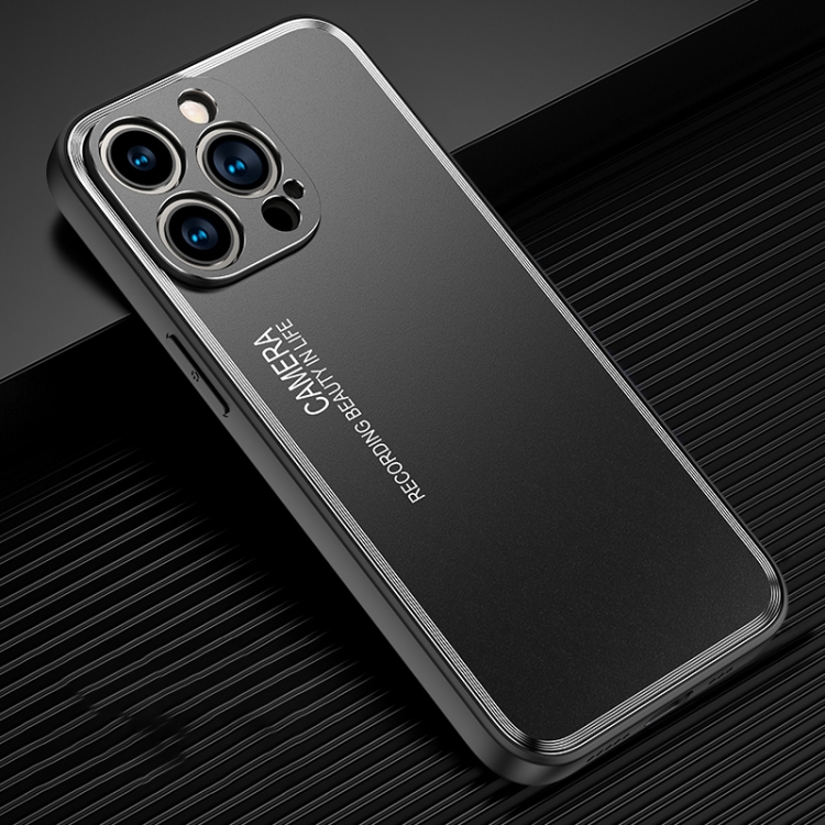 

For iPhone 15 Pro Max Frosted Metal Phone Case(Black)