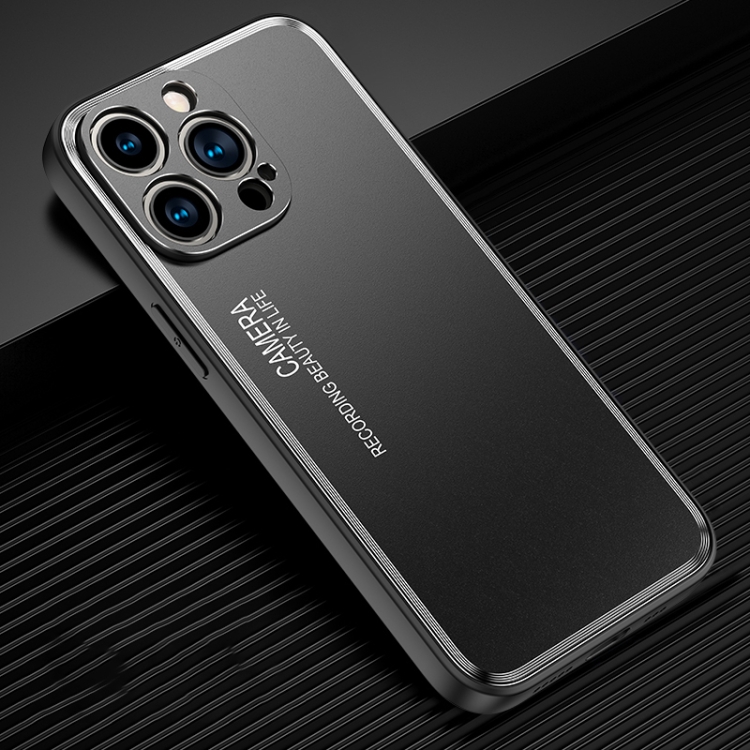 

For iPhone 15 Pro Frosted Metal Phone Case(Black)