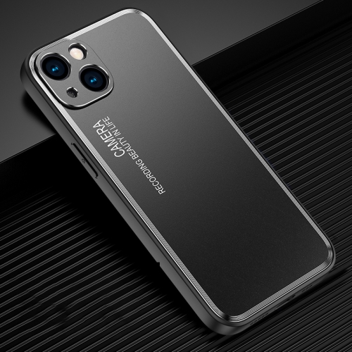 

For iPhone 15 Frosted Metal Phone Case(Black)
