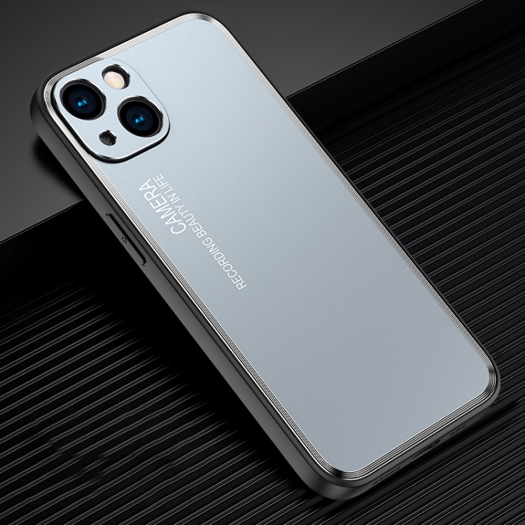 

For iPhone 15 Frosted Metal Phone Case(Blue)