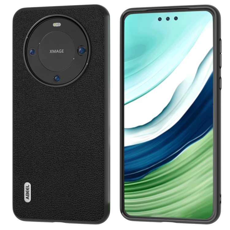 

For Huawei Mate 60 Pro ABEEL Genuine Leather Luolai Series Phone Case(Black)