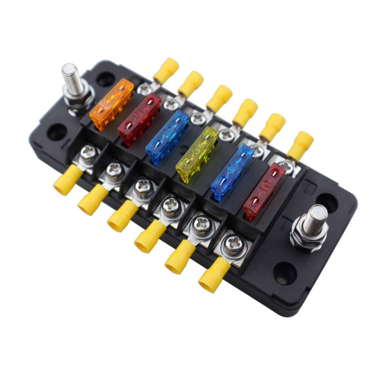 

CP-4041 Vertical 6 Way Fuse Block with Fuses and Rerminals