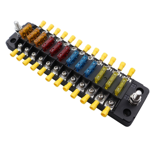 

CP-4042 Vertical 12 Way Fuse Block with 12pcs Fuses and 12pcs Rerminals
