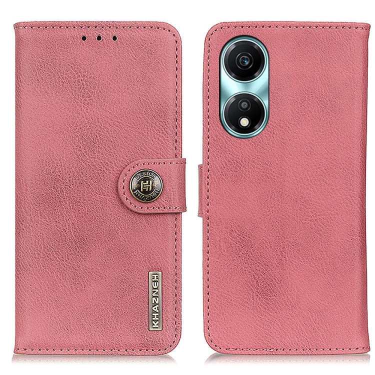 

For Honor X5 Plus KHAZNEH Cowhide Texture Horizontal Flip Leather Phone Case(Pink)