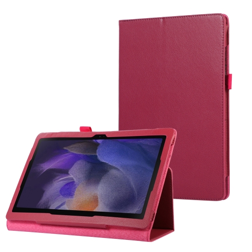 

For Samsung Galaxy Tab A9 Litchi Texture Leather Tablet Case with Holder(Rose Red)