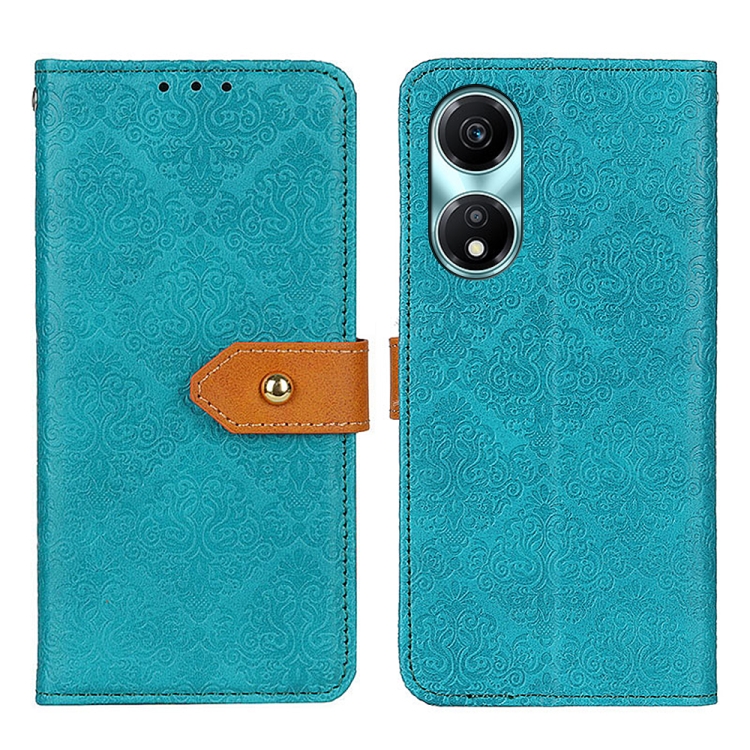 

For Honor X5 Plus European Floral Embossed Leather Phone Case(Blue)