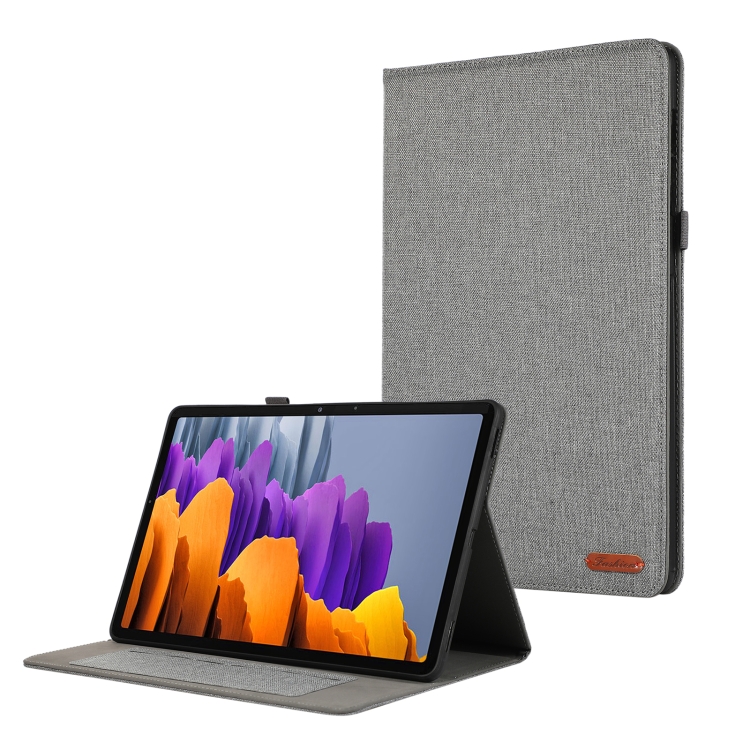 

For Samsung Galaxy Tab S9 Horizontal Flip TPU + Fabric PU Leather Tablet Case(Grey)