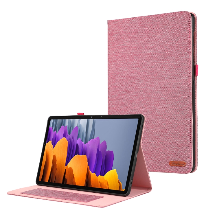 

For Samsung Galaxy Tab S9 Horizontal Flip TPU + Fabric PU Leather Tablet Case(Rose Red)