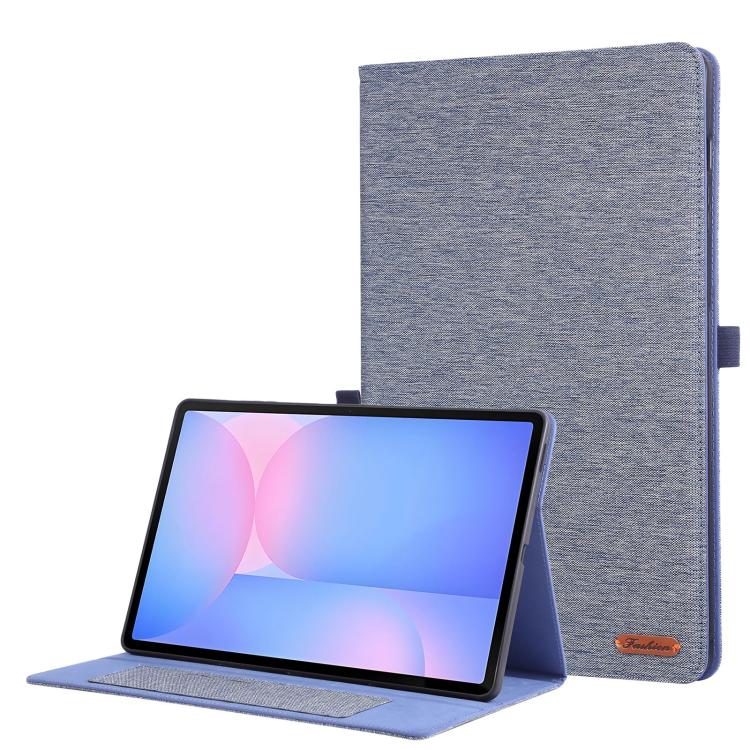 

For Samsung Galaxy Tab S10 FE+ Fabric Texture Horizontal Flip Leather Tablet Case(Dark Blue)