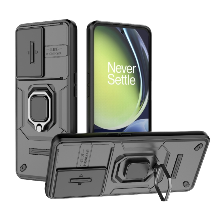 

For OnePlus Nord CE 3 Lite 5G Sliding Camshield TPU + PC Shockproof Phone Case with Holder(Black)