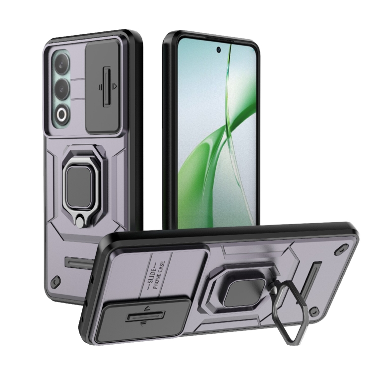 

For OnePlus Nord CE4 5G Global Sliding Camshield TPU + PC Shockproof Phone Case with Holder(Purple)