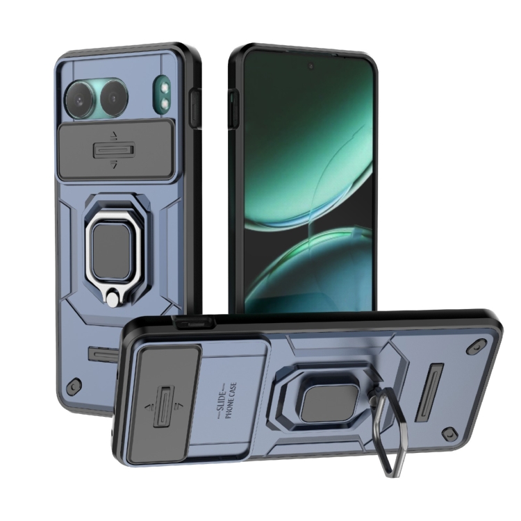

For OnePlus Nord 4 5G Global Sliding Camshield TPU + PC Shockproof Phone Case with Holder(Blue)