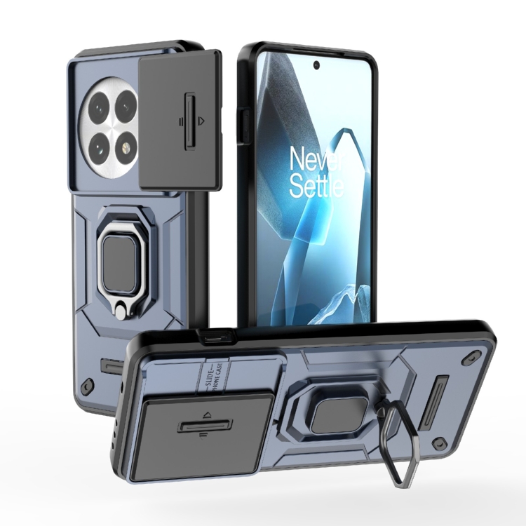 

For OnePlus 13 5G Sliding Camshield TPU + PC Shockproof Phone Case with Holder(Blue)