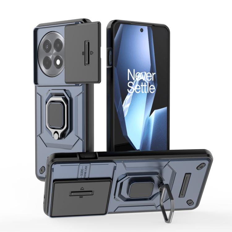 

For OnePlus Ace 5 / Ace 5 Pro Sliding Camshield TPU + PC Shockproof Phone Case with Holder(Blue)