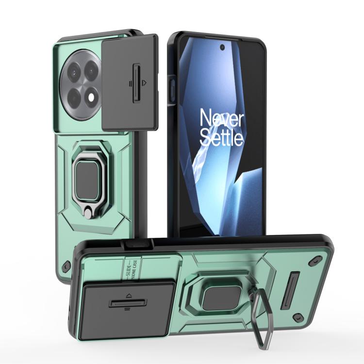 

For OnePlus Ace 5 / Ace 5 Pro Sliding Camshield TPU + PC Shockproof Phone Case with Holder(Green)