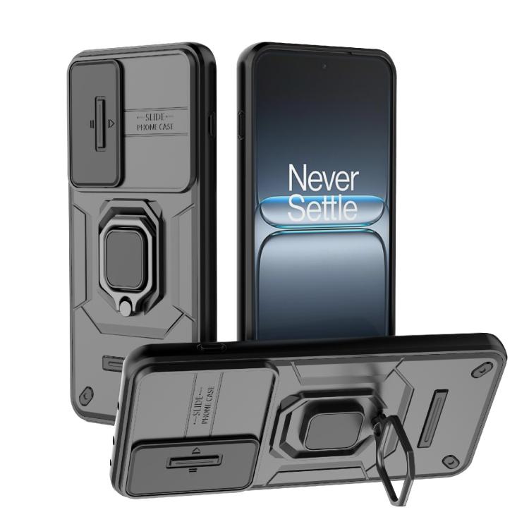 

For OnePlus Ace 5 Ultra / Nord 5 Sliding Camshield TPU + PC Shockproof Phone Case with Holder(Black)