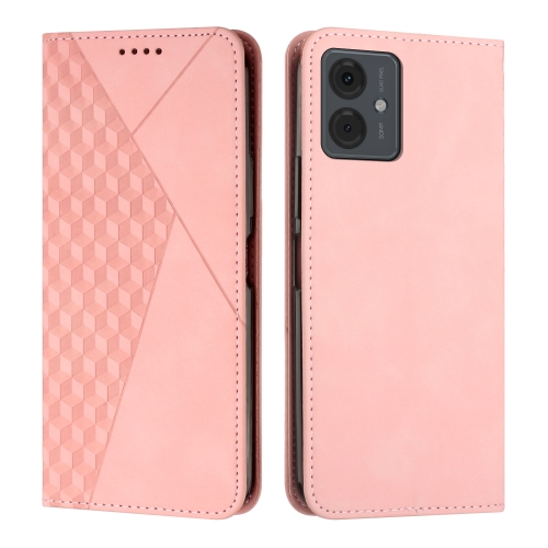 

For Motorola Moto G14 Diamond Splicing Skin Feel Magnetic Leather Phone Case(Rose Gold)