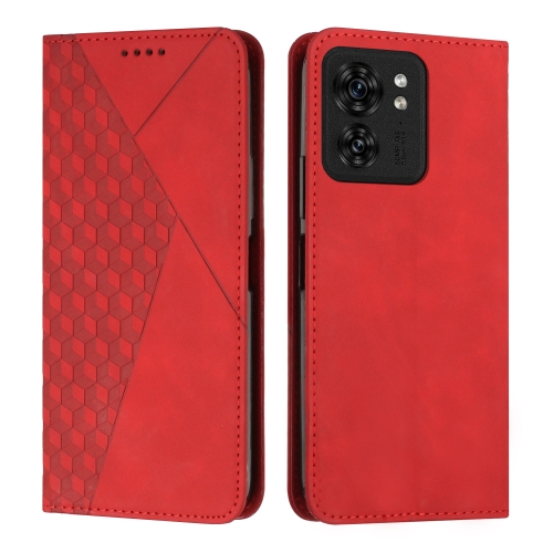 

For Motorola Edge 40 Diamond Splicing Skin Feel Magnetic Leather Phone Case(Red)