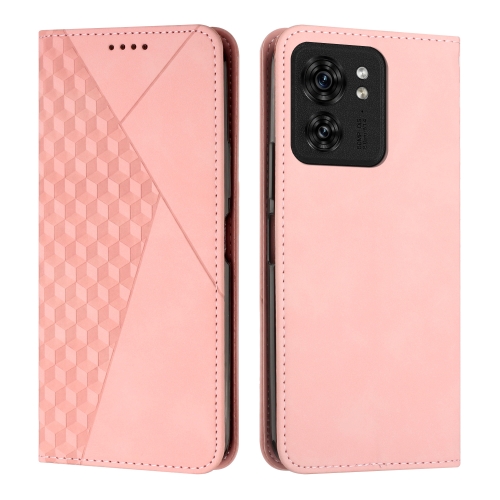 

For Motorola Edge 40 Diamond Splicing Skin Feel Magnetic Leather Phone Case(Rose Gold)