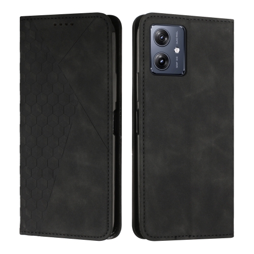 

For Motorola Moto G54 Diamond Splicing Skin Feel Magnetic Leather Phone Case(Black)