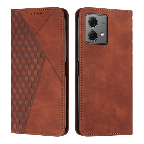 

For Motorola Moto G84 Diamond Splicing Skin Feel Magnetic Leather Phone Case(Brown)