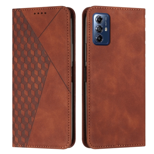 

For Motorola Moto G Play 2024 Diamond Splicing Skin Feel Magnetic Leather Phone Case(Brown)