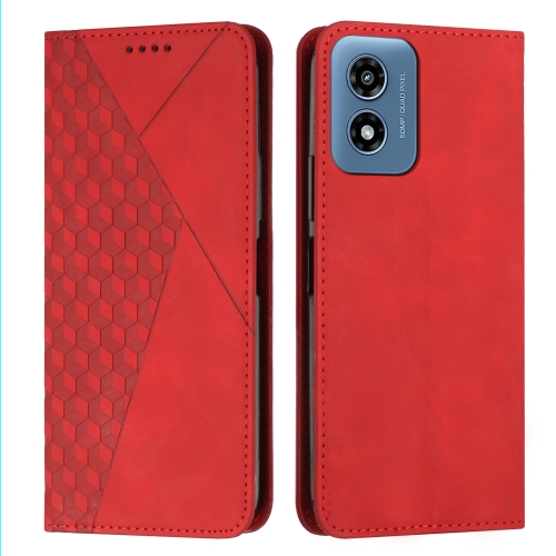 

For Motorola Moto G04/G24 Diamond Splicing Skin Feel Magnetic Leather Phone Case(Red)