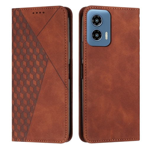 

For Motorola Moto G34 5G Diamond Splicing Skin Feel Magnetic Leather Phone Case(Brown)