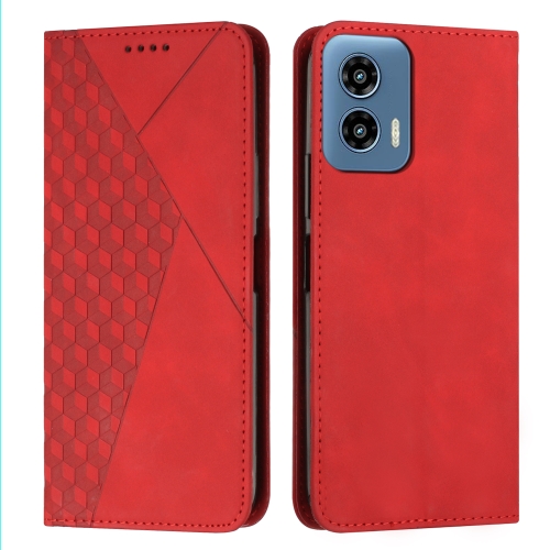 

For Motorola Moto G34 5G Diamond Splicing Skin Feel Magnetic Leather Phone Case(Red)