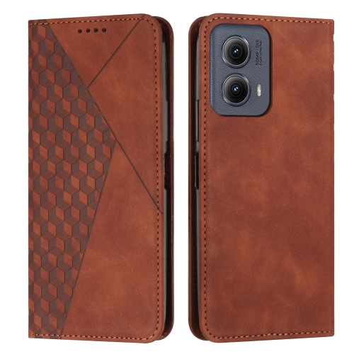 

For Motorola Edge 2024 Diamond Splicing Skin Feel Magnetic Leather Phone Case(Brown)