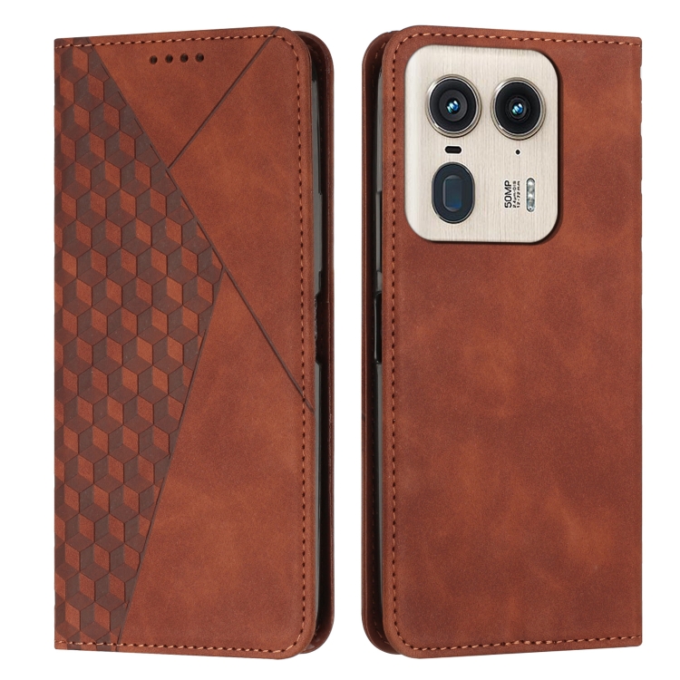 

For Motorola Moto X50 Ultra Diamond Splicing Skin Feel Magnetic Leather Phone Case(Brown)