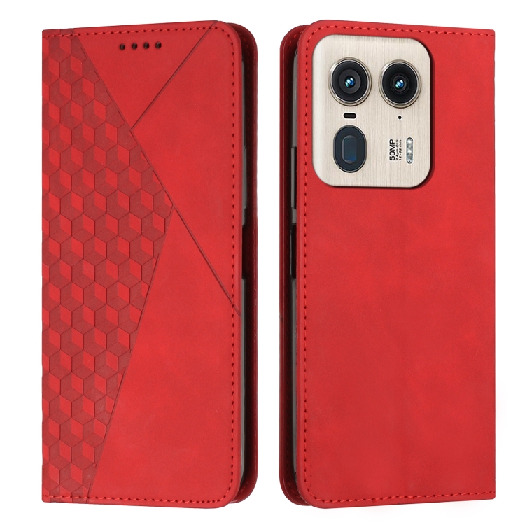 

For Motorola Moto X50 Ultra Diamond Splicing Skin Feel Magnetic Leather Phone Case(Red)
