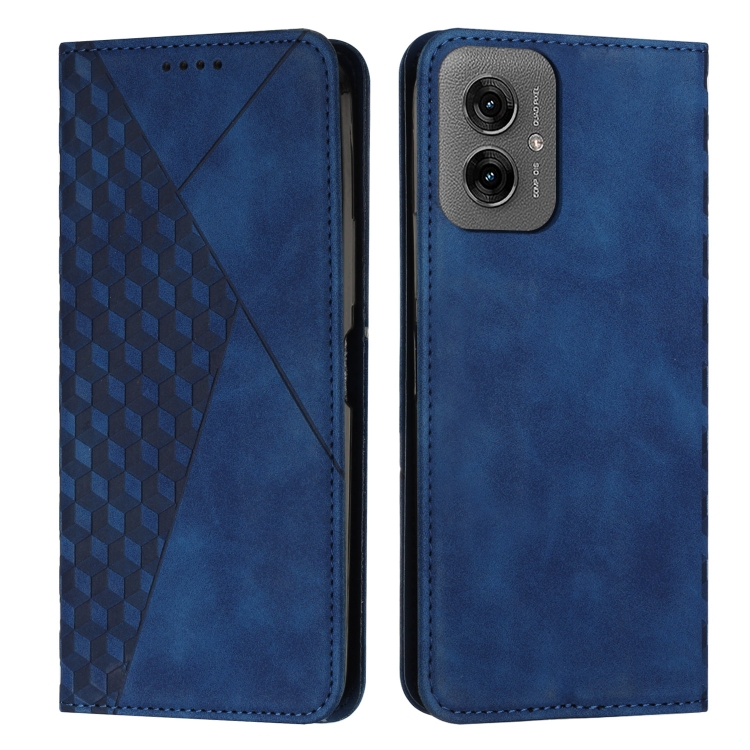 

For Motorola Moto G55 Diamond Splicing Skin Feel Magnetic Leather Phone Case(Blue)