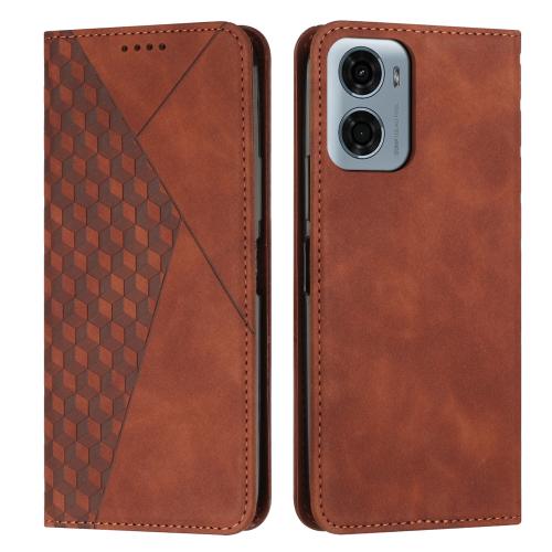 

For Motorola Moto G05 Diamond Splicing Skin Feel Magnetic Leather Phone Case(Brown)