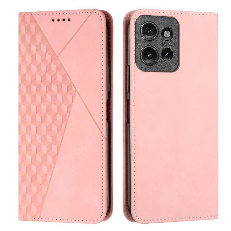 

For Motorola Moto G 5G 2025 Diamond Splicing Skin Feel Magnetic Leather Phone Case(Rose Gold)