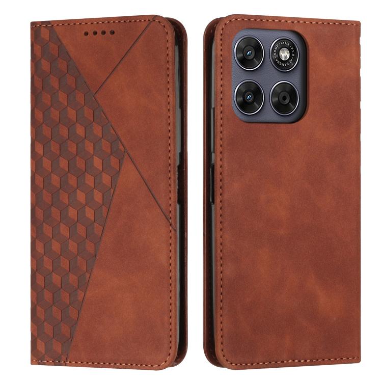 For Motorola Moto G Max / G87 / G77 / G67 5G Diamond Splicing Skin Feel Magnetic Leather Phone Case(Brown) — купить у Sunsky-online WW