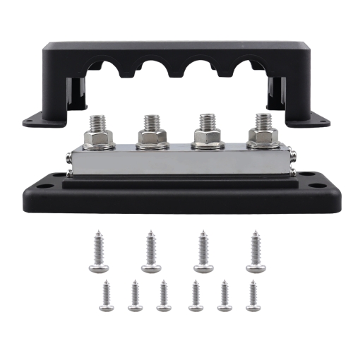 

RV 600A High Current Busbar 4-way Straight M10 Wiring Studs(Black)