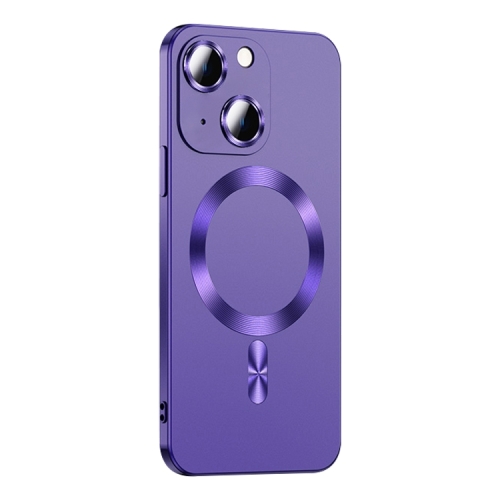 

For iPhone 15 Liquid Lens Protector Magsafe Phone Case(Dark Purple)