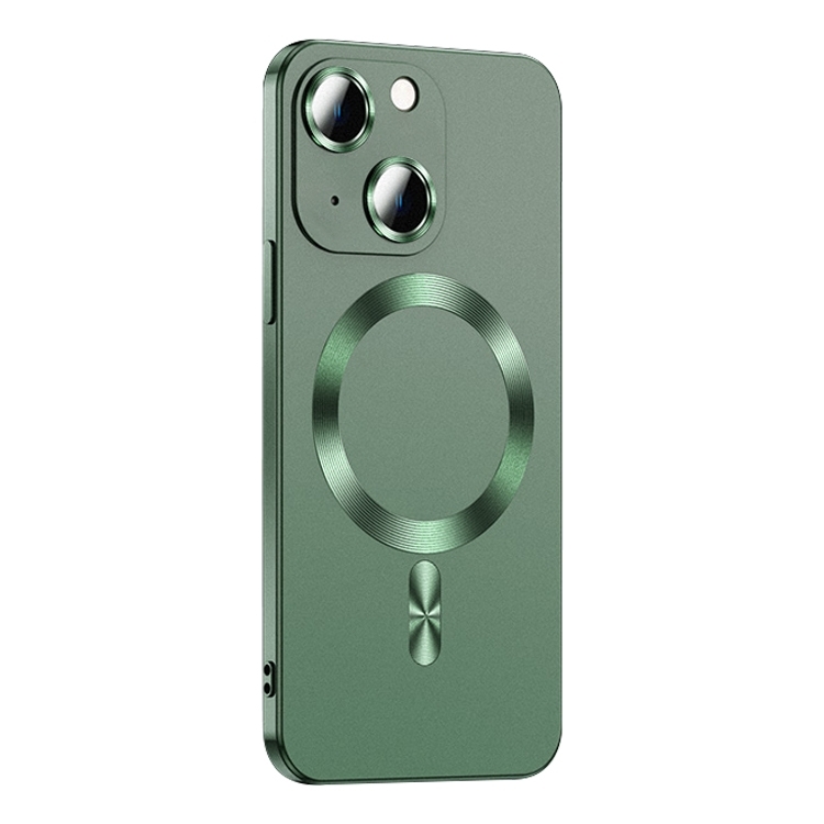 

For iPhone 15 Liquid Lens Protector Magsafe Phone Case(Green)