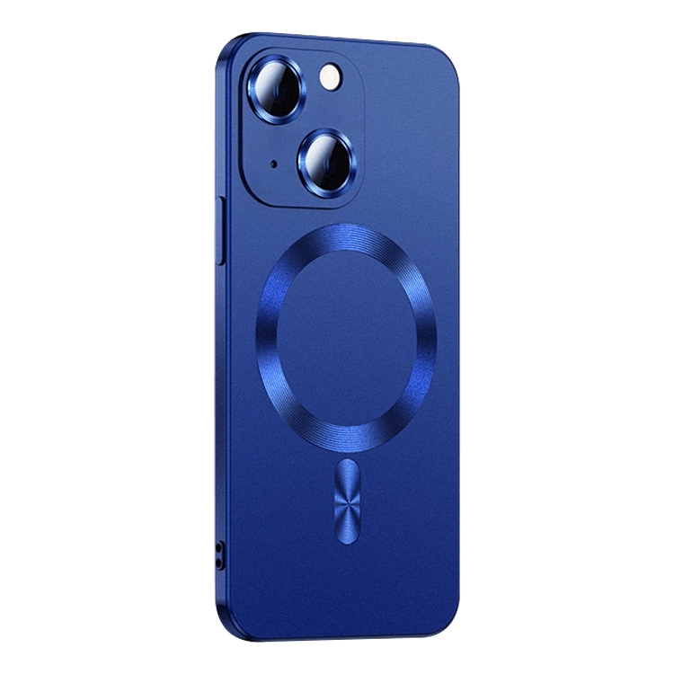 

For iPhone 15 Liquid Lens Protector Magsafe Phone Case(Navy Blue)