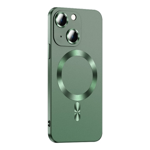 

For iPhone 15 Plus Liquid Lens Protector Magsafe Phone Case(Green)