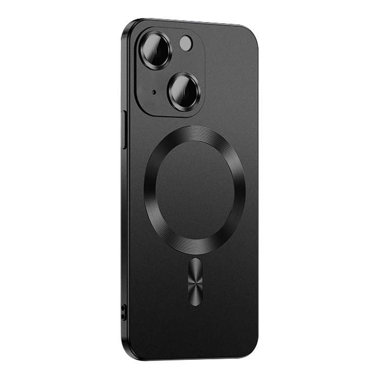 

For iPhone 15 Plus Liquid Lens Protector Magsafe Phone Case(Black)