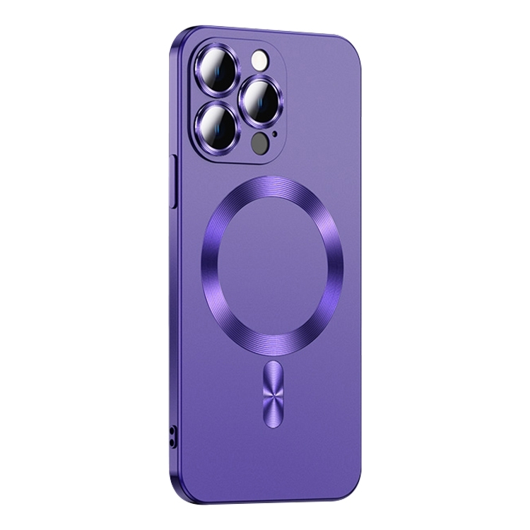 

For iPhone 15 Pro Liquid Lens Protector Magsafe Phone Case(Dark Purple)