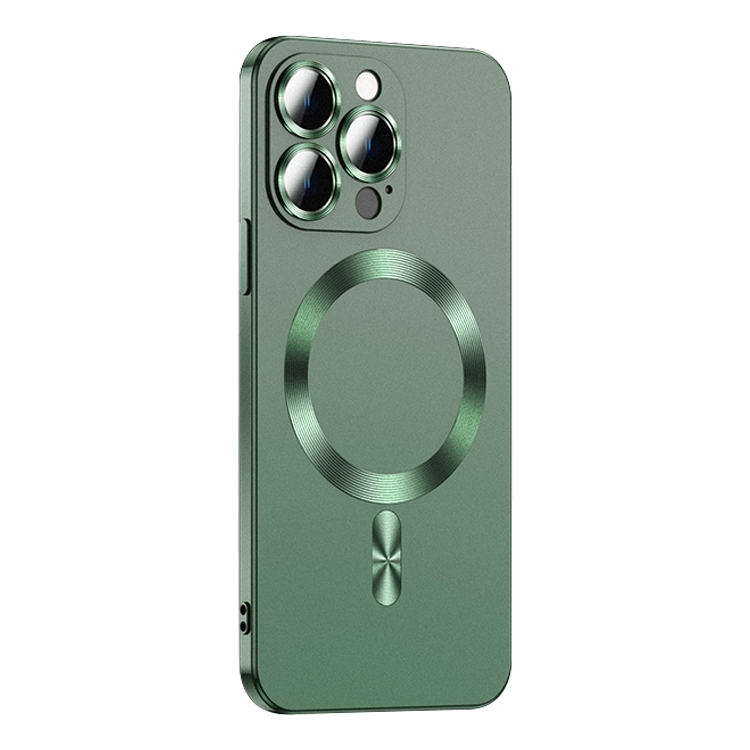 

For iPhone 15 Pro Liquid Lens Protector Magsafe Phone Case(Green)