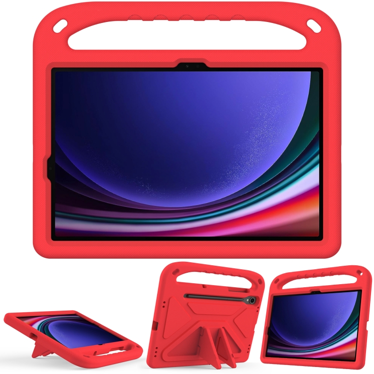 

For Samsung Galaxy Tab S9 Handle EVA Shockproof Tablet Case with Holder(Red)