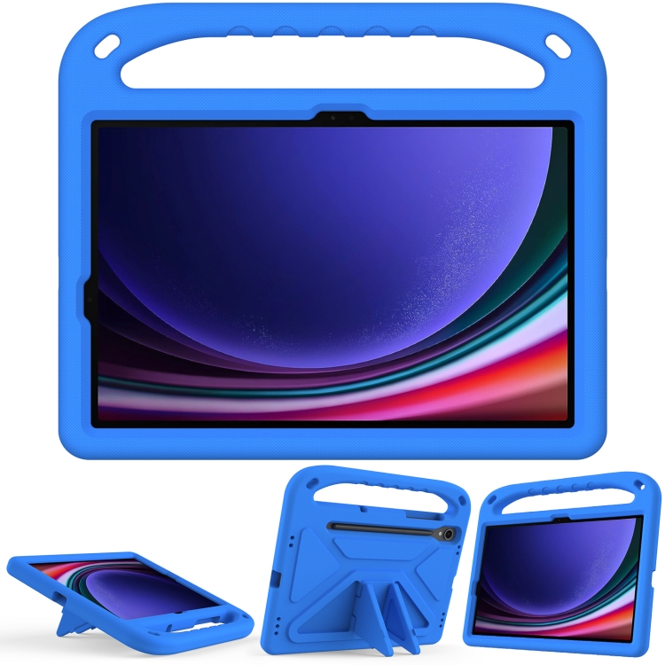 

For Samsung Galaxy Tab S9 Handle EVA Shockproof Tablet Case with Holder(Blue)