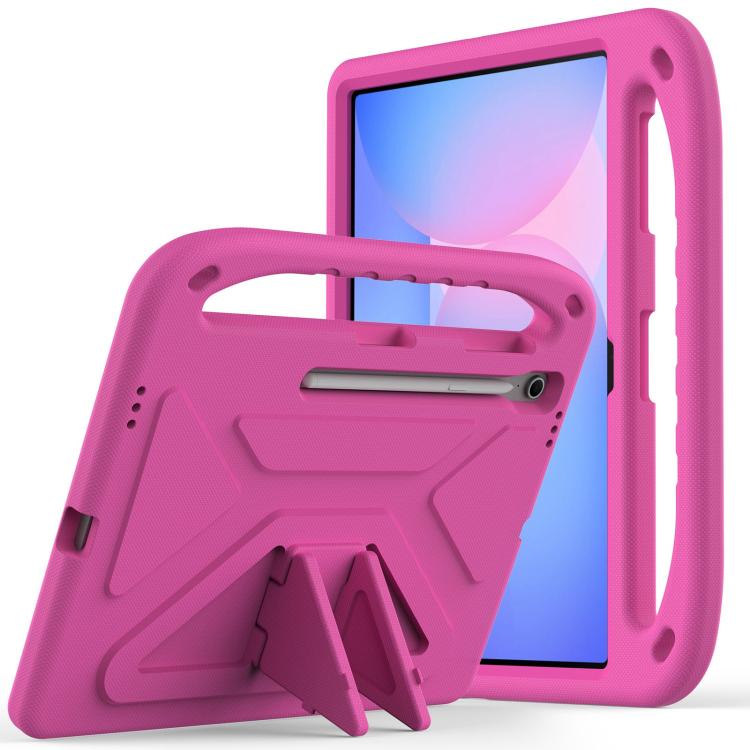 For Samsung Galaxy Tab S10 FE+ Handle EVA Shockproof Tablet Case with Holder(Rose Red)